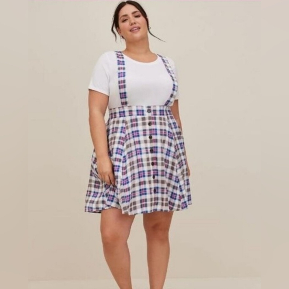 NWT Torrid 6 Multi Plaid Print Mini Challis Skirtall Skirt Size 6X 30